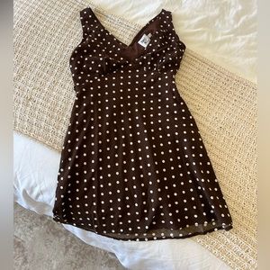Princess Polly Nellie Mini Dress in brown polka dot